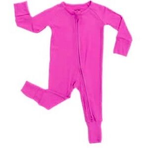 hot pink little sleepies newborn zipper bamboo pajamas